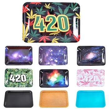 

Tobacco Metal Cigarette Rolling Tray Essential Smoking Holder Trays Tobacco Iron Plate Storage Tray Grinder Tool Smoke