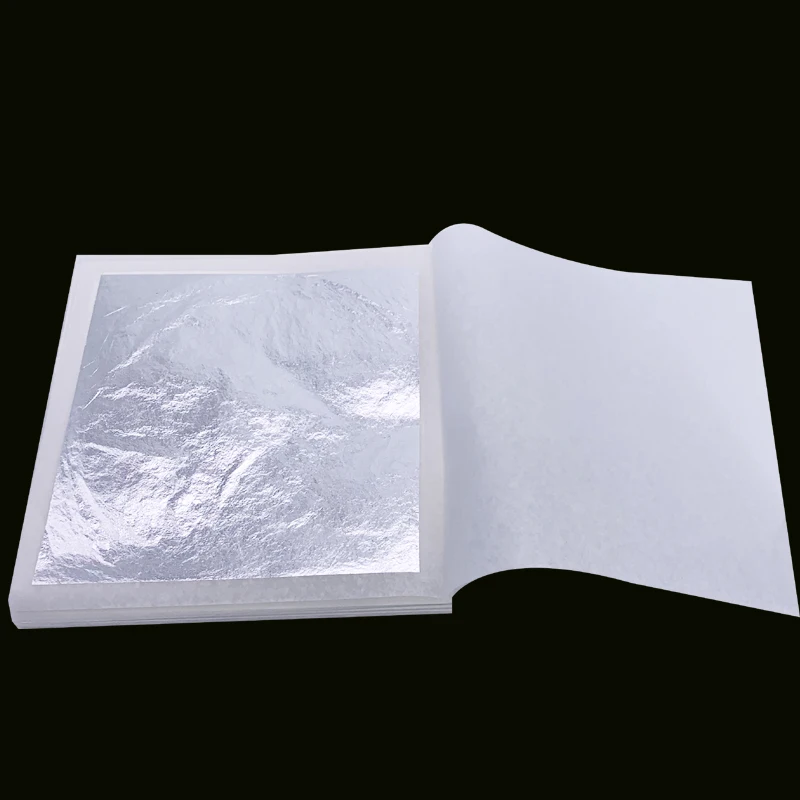 100 sheets 11 x 11 cm Edible Silver Leaf Real Silver Foil for Female  Cosmetics Food