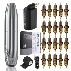 Wireless Battery Tattoo Machine Set 1500mah Wireless Power Supply Professional Complete Tattoo Pen Machine Kit for Body Art New