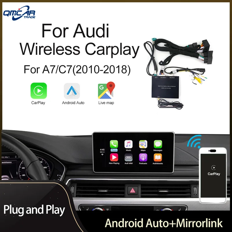 

QMCAR Wireless Apple CarPlay for Audi A7/C7 2010-2018 Android Auto /Carplay Support Airplay Multimedia player/HDMI dispiay Ios13