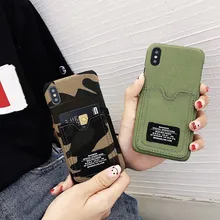 Coque de téléphone portefeuille de luxe en tissu Camouflage pour iphone XS XR 11 Pro Max X 6 6s 8 7 plus(China)