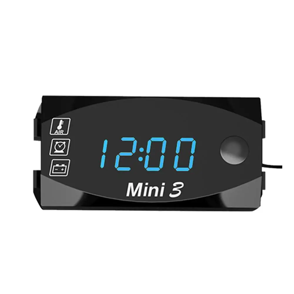 Wendysy 2-in-1 Voltmeter for Motorcycle Electric Vehicle Time Clock Multi-Function with Digital Display 6V-30V 