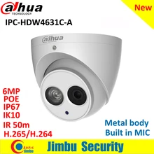 Dahua Ip камера IPC-HDW4631C-A 6MP купольная камера металлический корпус POE Dahua 6 H.265 Встроенный микрофон IR50m IP67 IK10