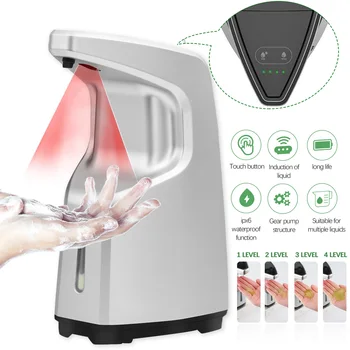

450ml Automatic Liquid Soap Dispenser Smart Sensor Hand Sanitizer Dispenser Wall Mounted Shampoo Dispenser Level for Kitchen B