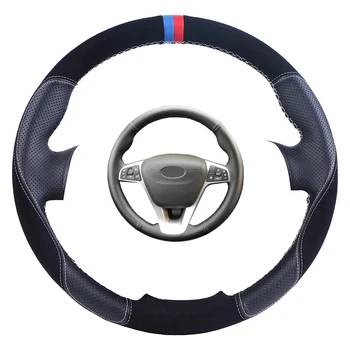 

Car Steering Wheel Cover Black Artificial Leather for Lada Vesta 2015 2016 2017 2018 2019 Xray 2015-2019