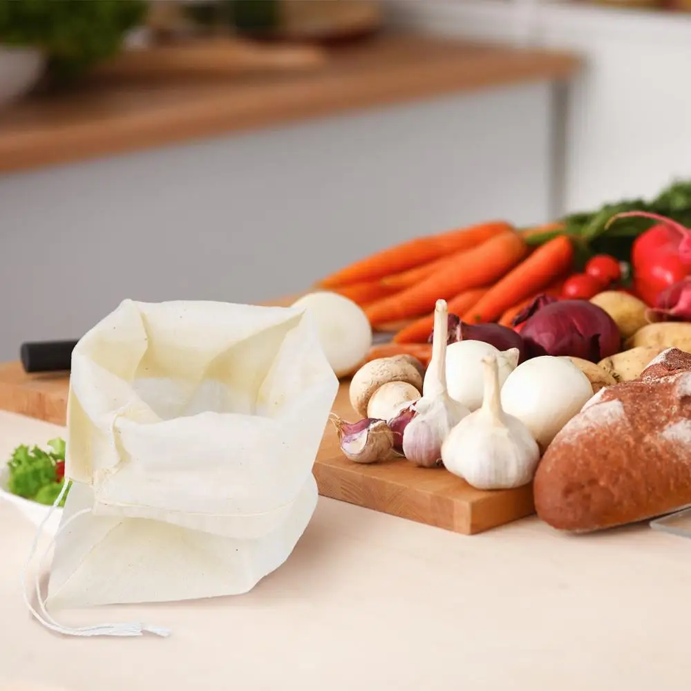 Storage-Bag Reusable Cotton Produce Bag Vegetable-Organizer Fruits Grocery Kitchen Storage Drawstring Lightweight Muslin Bags