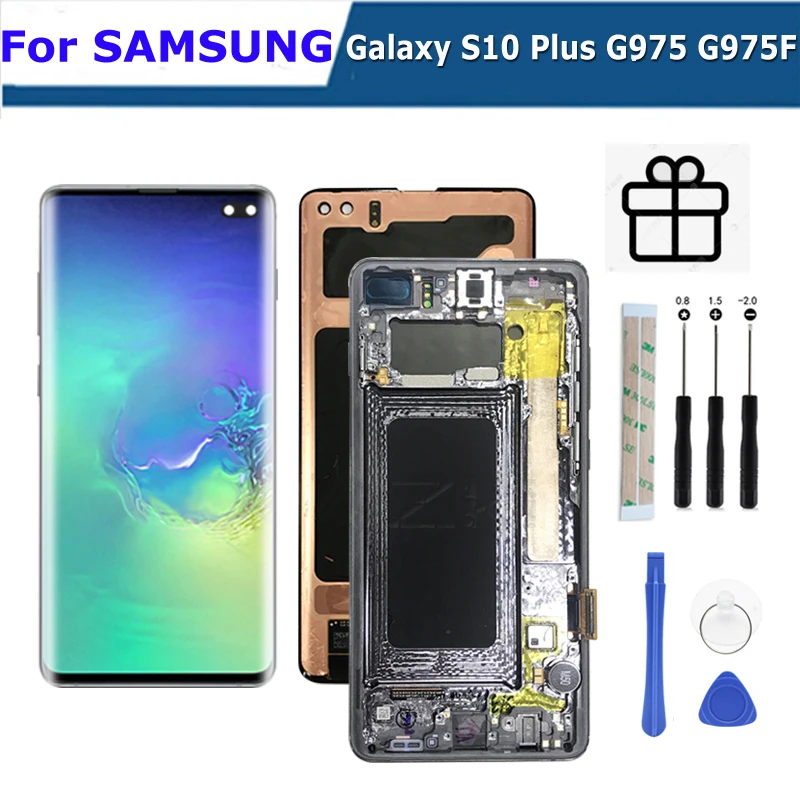 

ЖК-дисплей 6,4 дюйма Amoled для Samsung Galaxy S10 Plus G975f, сенсорный экран G975f/ds G975, дигитайзер в сборе G975u1 G9750, инструмент для ремонта