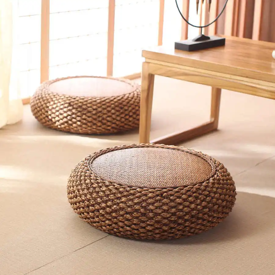 TatamiCushionHouseholdJapaneseStyleRoundPoufSeatsCushionFloorSeatsCushionLivingRoom