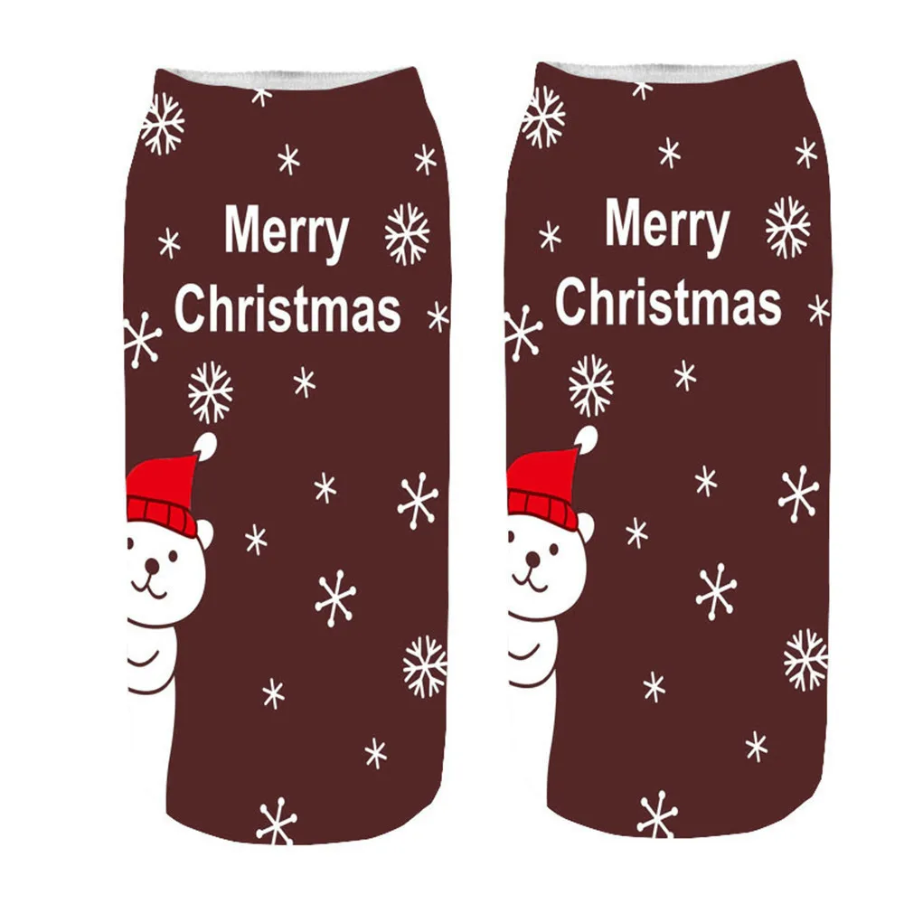 Хлопковые рождественские носки для женщин и мужчин; Новинка года; сезон осень-зима; новогодние носки с изображением Санта-Клауса и рождественской елки с изображением снежного лося - Цвет: G