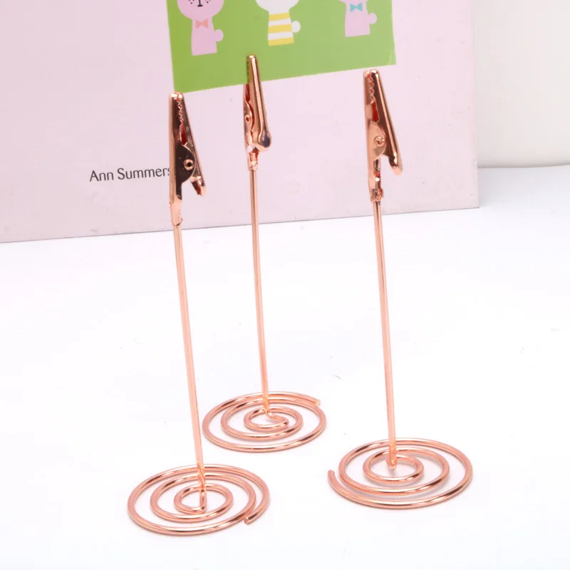 IS Flag Hardware Hot Selling Electroplated Rose Gold Wedding Desktop Ornaments Alligator Clip Metal Desktop Folder Patent Produc