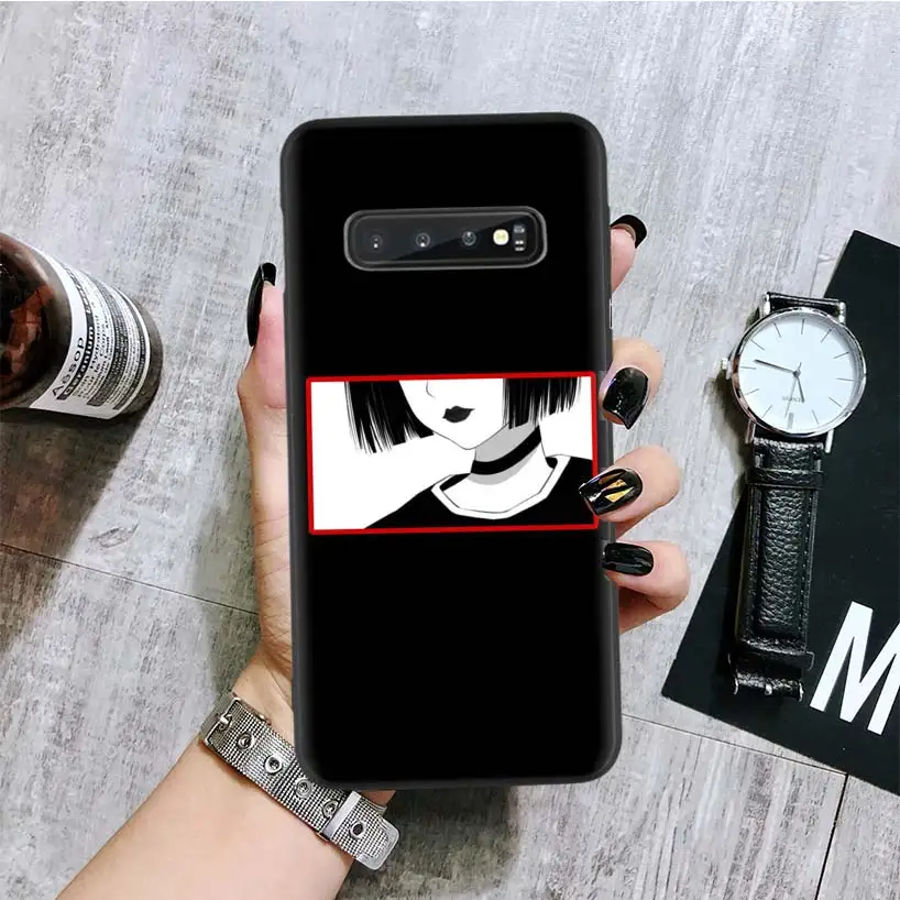 Аниме tumblr черный чехол для телефона samsung Galaxy S10+ Plus Lite Note 10 9 8 S9 S8 J4 J6+ Plus S7 S6 Edge Capa