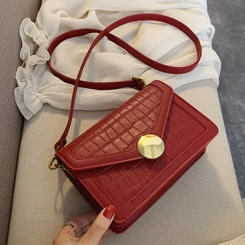 

Vintage Square Crossbody Bag 2020 Fashion New Quality PU Leather Women's Designer Handbag Stone pattern Shoulder Messenger Bag