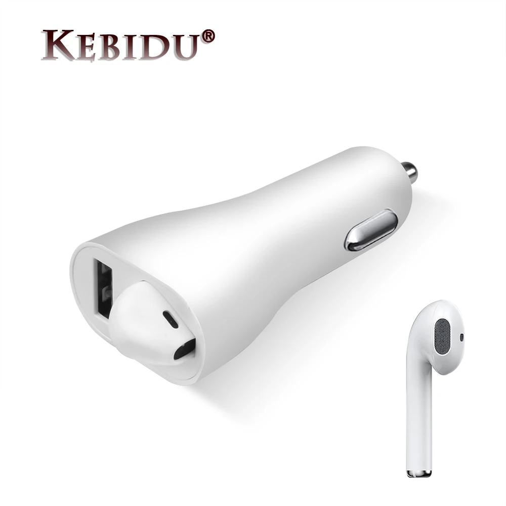 Kebidu USB Автомобильное зарядное устройство адаптер с Bluetooth наушники гарнитура наушники-вкладыши с микрофоном громкой связи для Iphone samsung huawei