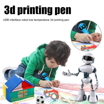 

3D Scribble Pen LED Display Robot Shape Voices Prompt USB 3D Printing Pen NC99