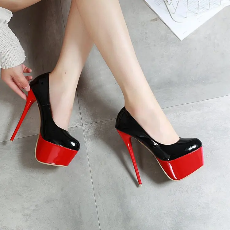

16CM PUMPS High heels 2019 autumn color matching stiletto sexy single shoes hate high high-heeled nightclub women's shoes