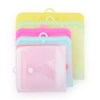 

1PC Silicone Food Bag Zero Waste Ziplock Reusable Snack Bag Vegetable Fruits Sandwich Bag Leaking -Proof Kitchen Food Container