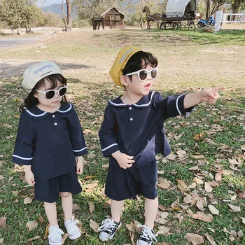 

Korean 2020 spring new children middle sleeve shirts and short pants two piece sets boys and girls clothing