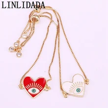 8 шт модный красный/белый цвет Эмаль Подвески Сердце глаз браслет для женщин ювелирные изделия