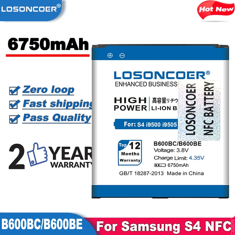 Аккумулятор LOSONCOER B600BC NFC 6750 мАч для Samsung S4 i9500 i9505 i9502 i9515 i9508 i959 i545 i337 L720 B600BE B600BU NFC|battery