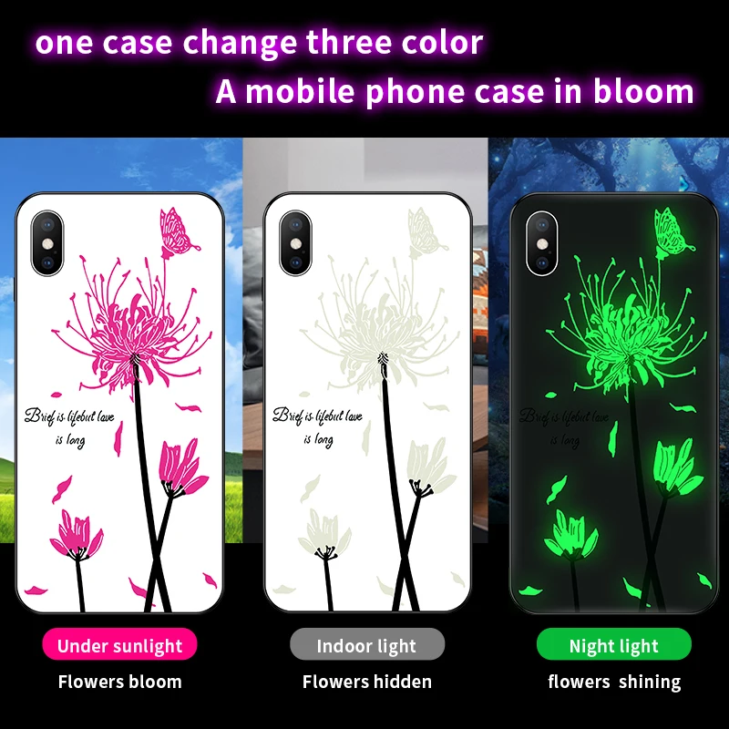 Роскошный светящийся чехол из закаленного стекла для iphone xr xs X 7 8 plus 11 pro max 6S 6 Plus