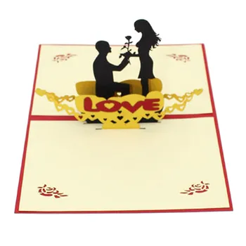 

Wedding Valentine's Day 3D three-dimensional greeting card paper-cut marriage love invitation courtship artifact 100 pieces
