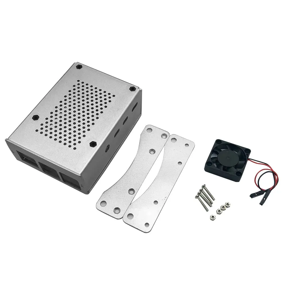 Для Raspberry Pi 4B алюминиевый корпус серебристый металлический корпус коробка с вентилятором серебристый корпус для RPI 4 Модель B RPI 4B чехол