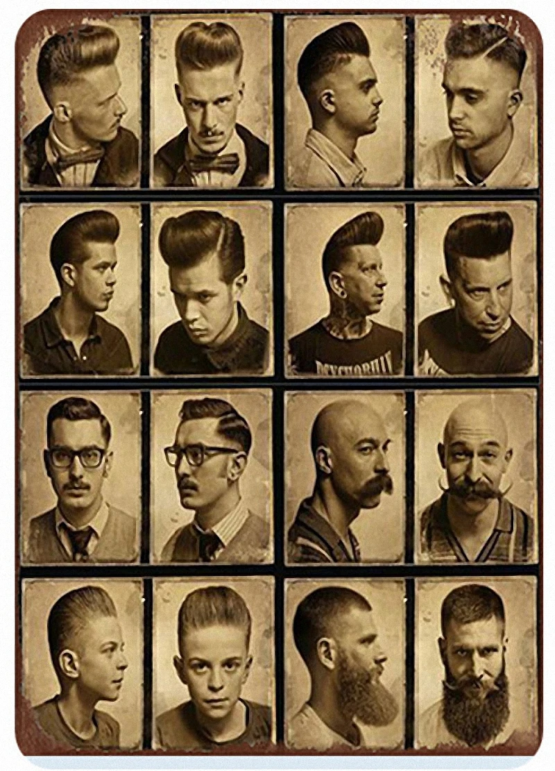 

Hairdresser Tattoos Patterned Posters Kraft paper Interior Painting Restoring Wall Sticker Barber shop living room decoration ew