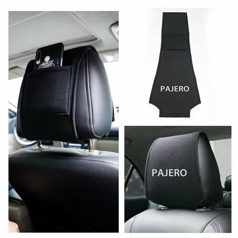 1PCS Car seat headrest cover for Mitsubishi Pajero accessories Car Styling