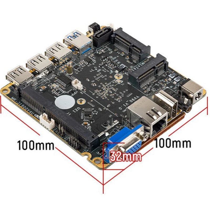 Мини ITX материнская плата J1900V4U 2 0 GHz DDR3 8GB/1600MHz тонкая мини NUC с охлаждающим