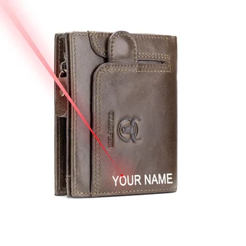 

Free Engraving Your Name Men's Leather Wallet Leather Coin Purse RFID Non-scanning Leather Card Holder Men's Wallet