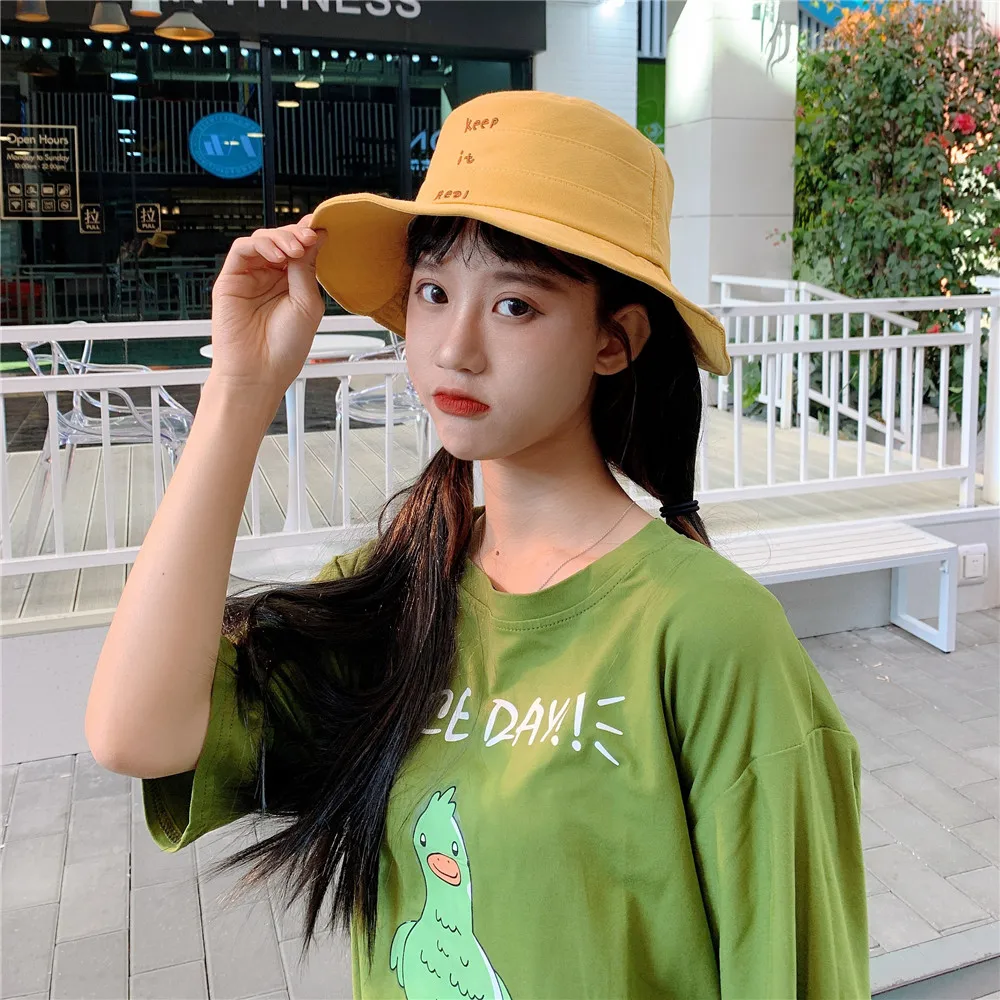 Унисекс Корейская версия шляпа ведро со смайликом и буквенным принтом уличная в