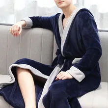 Новые зимние мужские халаты с капюшоном, фланелевый теплый длинный банный халат, мужской комфортный длинный плюшевый халат, домашний халат