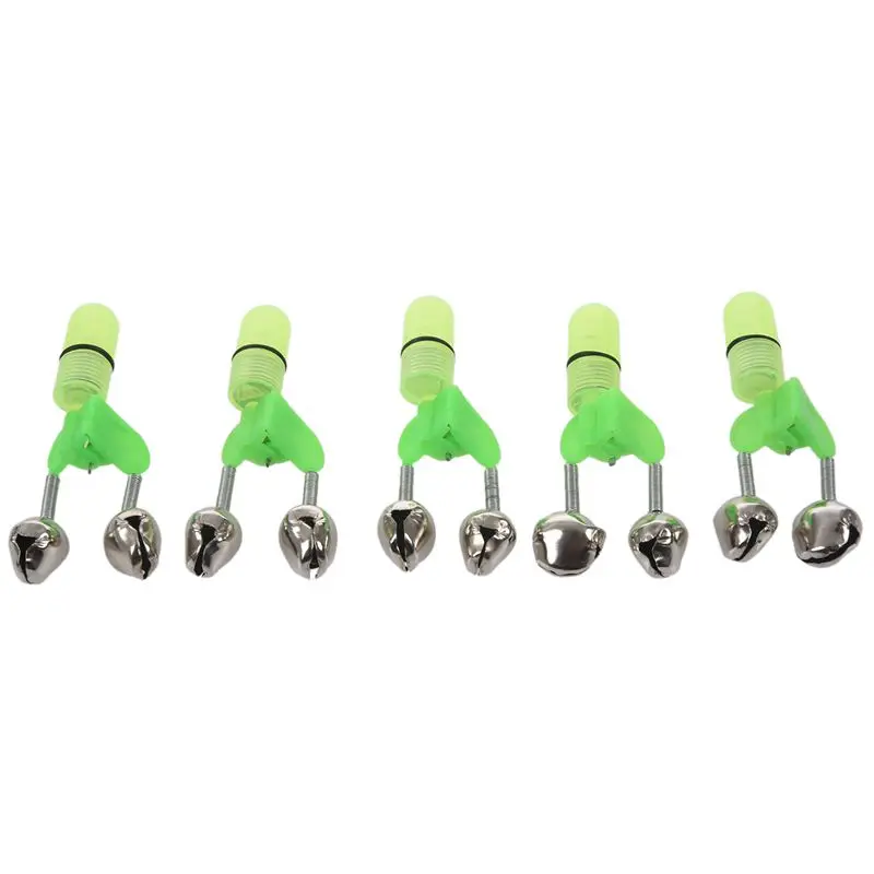 

5x Night Fishing Rod Twin Ring Bells Fish Bait Red LED Alarm Light