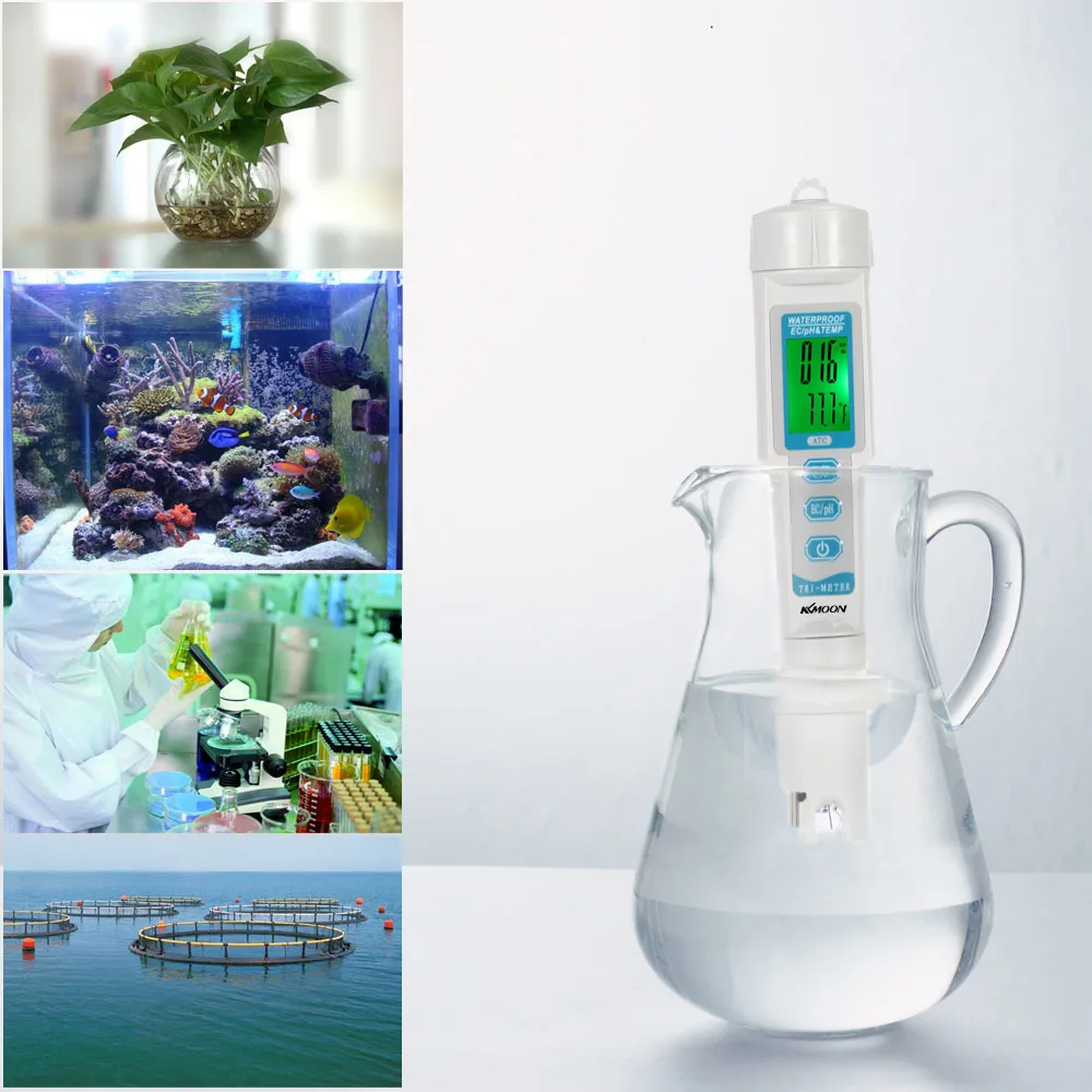 KKmoon 3 в 1 тестер качества воды монитор переносной Тип пера pH EC темп метр кислотометр анализ качества воды устройство