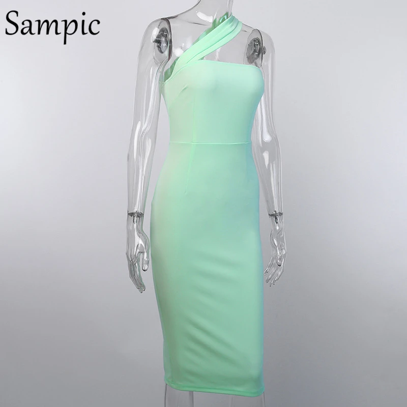 Sampic, женское сексуальное зеленое розовое Бандажное платье с открытой спиной, вечерние платья с длинным рукавом на бретелях, облегающее Клубное летнее платье, тонкое платье на весну и лето