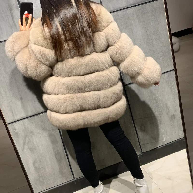Натуральное меховое пальто длинное женское натуральное меховое пальто с длинным рукавом Женское пальто из лисьего меха