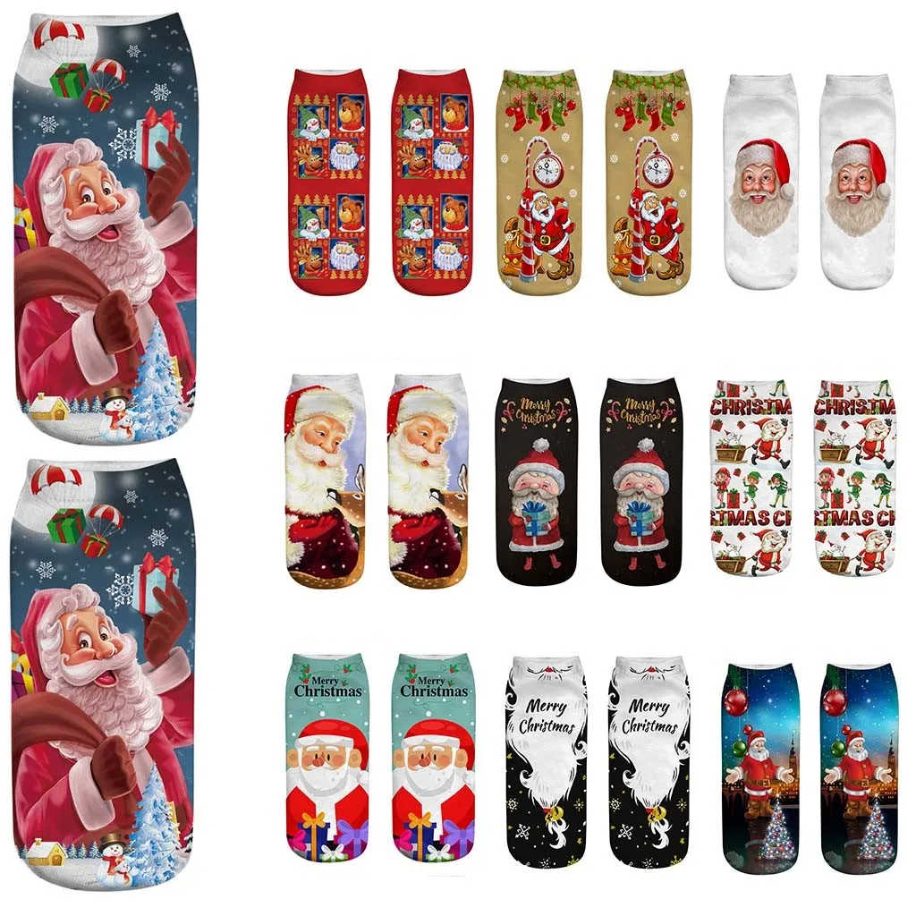 10 пар, мужские и женские носки, зимние теплые, повседневные, рабочие, деловые, забавные носки, 3d, Рождественский мультяшный принт лося, средние спортивные носки