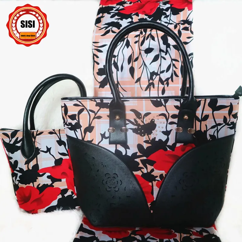 SISI Новое поступление африканская восковая Сумочка набор. Высококачественная Нигерия, Анкара Печатный воск сумочка подходящая 6 ярдов настоящая восковая ткань