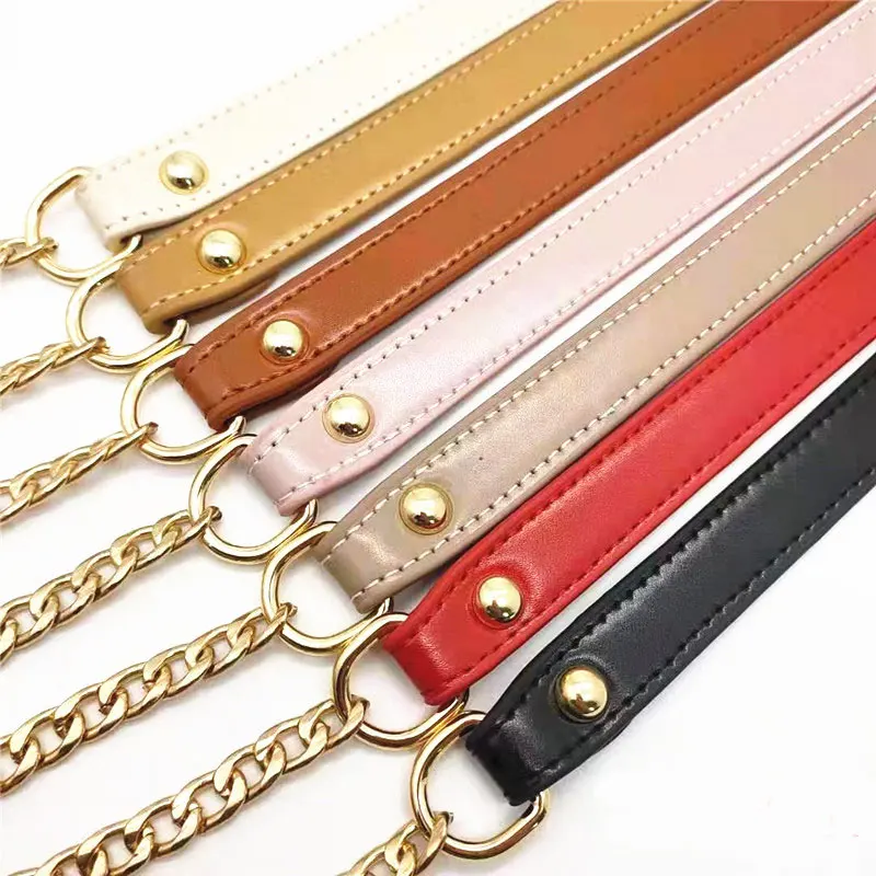 

1 Pcs 120cm PU Metal Chain For Shoulder Bags Handbag Buckle Handle DIY Belt For Bag Strap Accessories Hardware Iron Chain