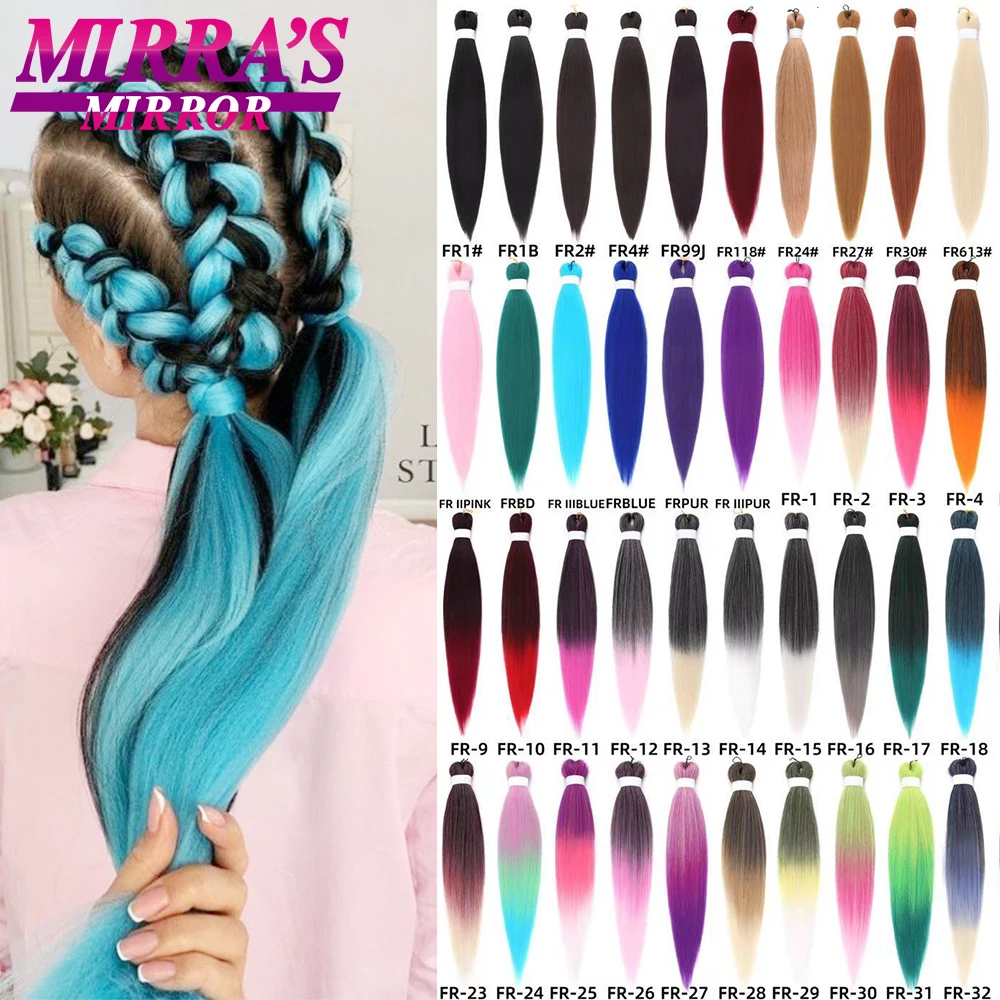 Mirra's Mirror Braiding Hair Pink Purple Blue Blonde Color Ombre Synthetic Jumbo Braids Hair Extension for Women 26inch