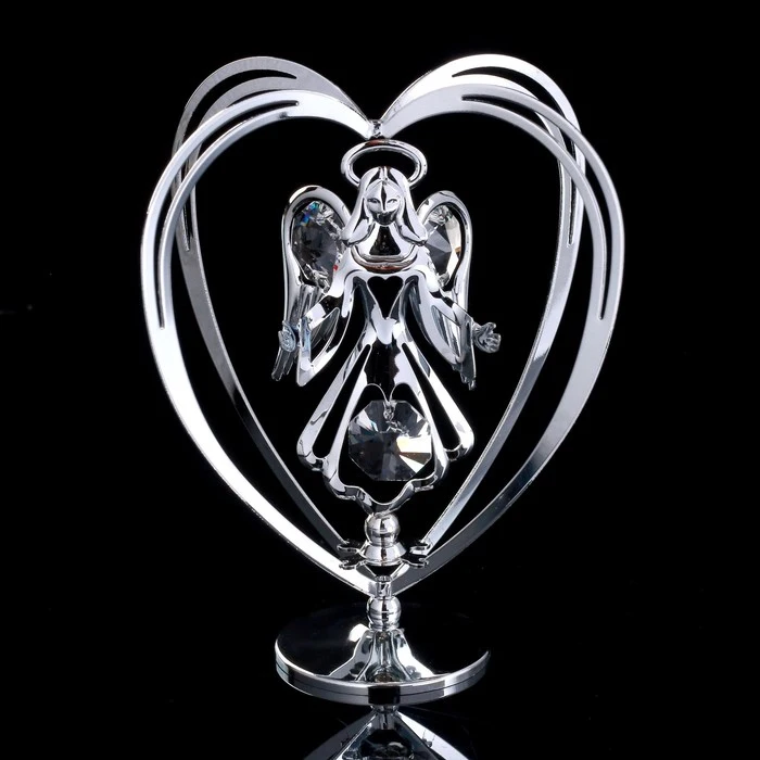 Сувенир с кристаллами Swarovski &quotАнгел-хранитель&quot хром 10 2х7 8 см 4266200 | Спорт и