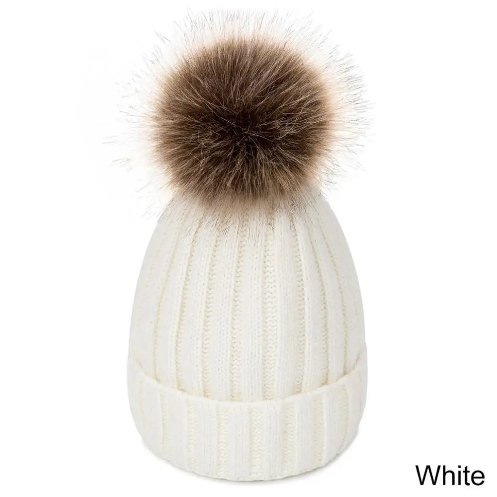 TRUENJOY толстые теплые женские зимние шапочки шапка с помпоном сплошной цвет мягкая удобная вязаная шапка бини капот Мода - Цвет: A