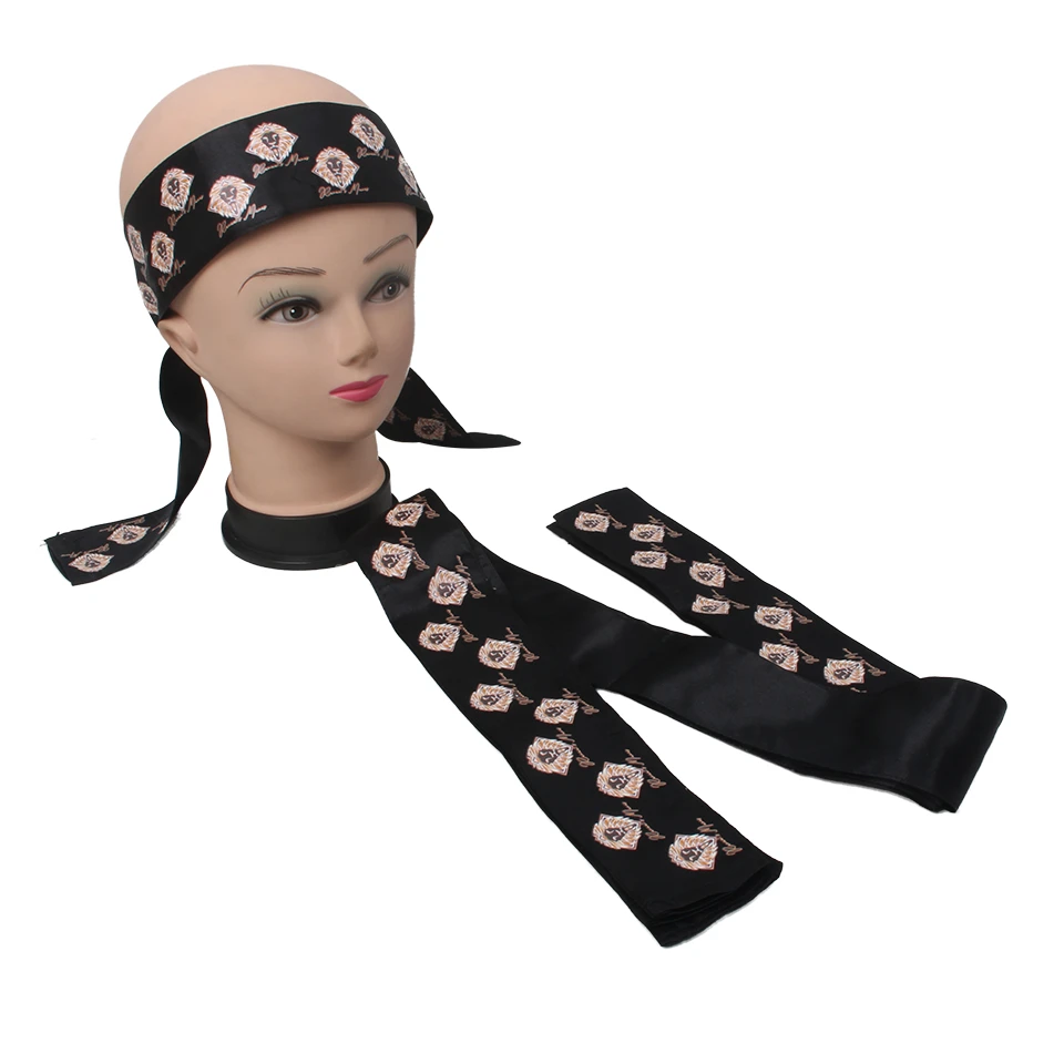 Custom Sablon Logo Penuh Rambut Satin Sutra Bonnet dan Frontal Ikat Kepala  Satin Edge Control Wrap Band