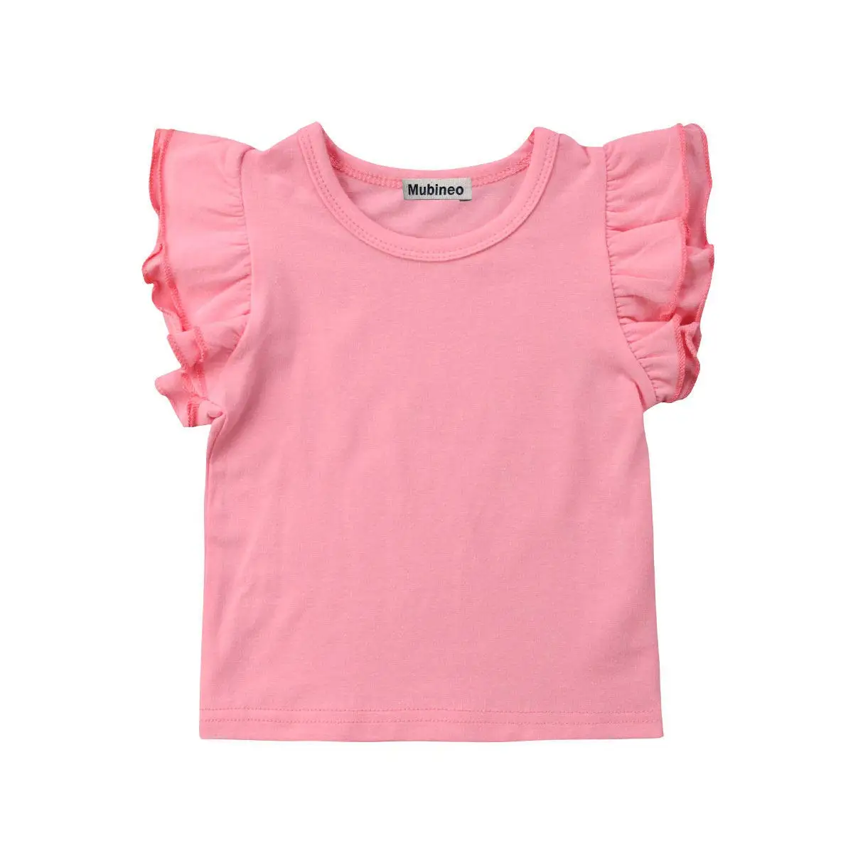 

Toddler Baby Girl Basic Plain Ruffle Sleeve Cotton T Shirts Tops Tee Clothes