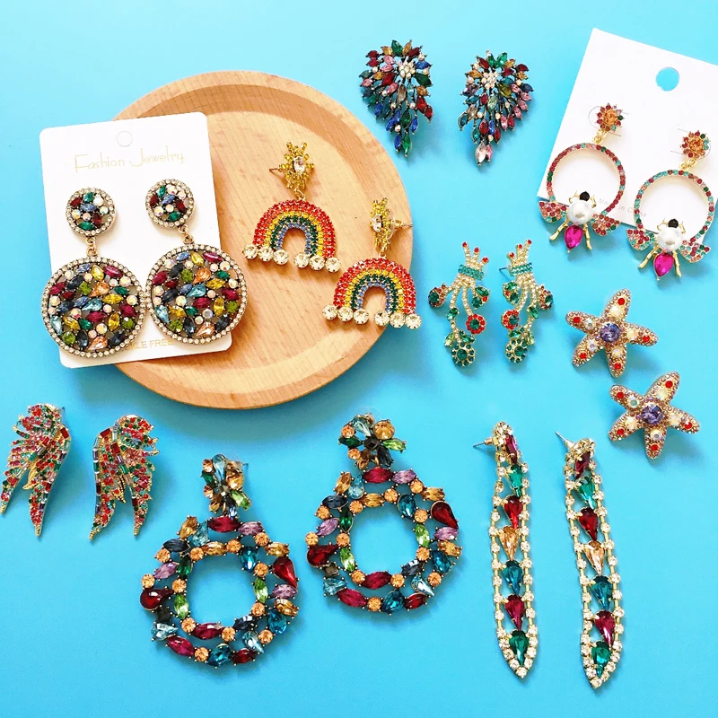 

Ztech Elegant Oorbellen Trendy Big Dangle Drop Earrings Women Mix Crystal Statement Earrings Party Jewelry Wholesale