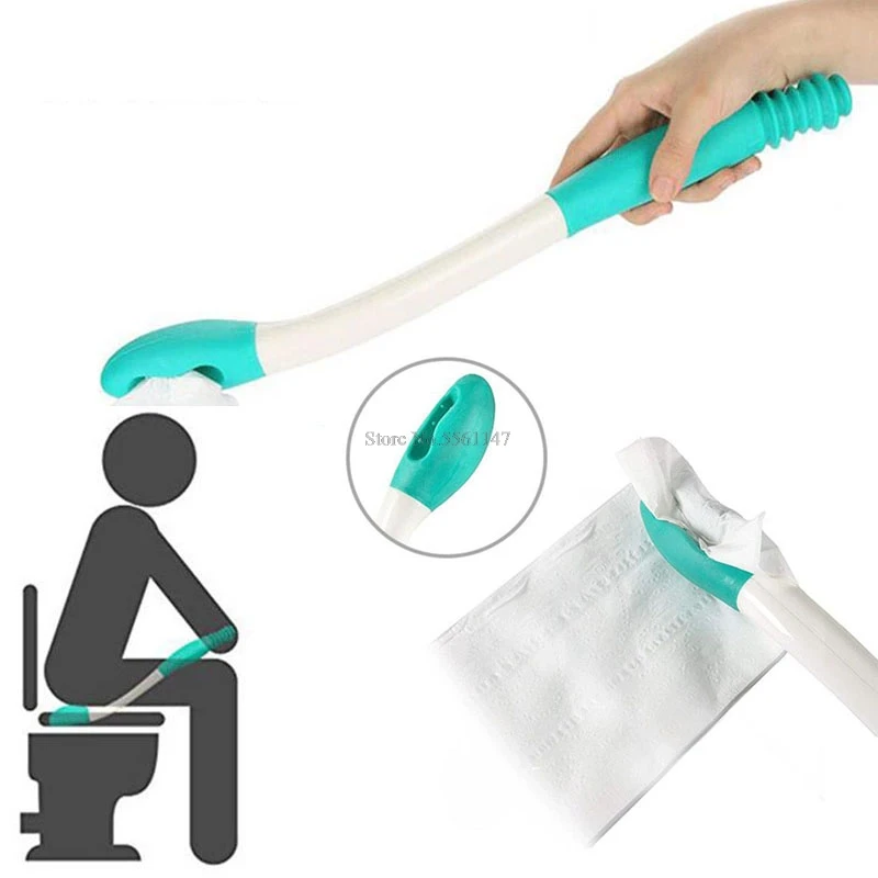Long Handle Reach Comfort Bottom Wiper Self Wipe Assist Holder Toilet