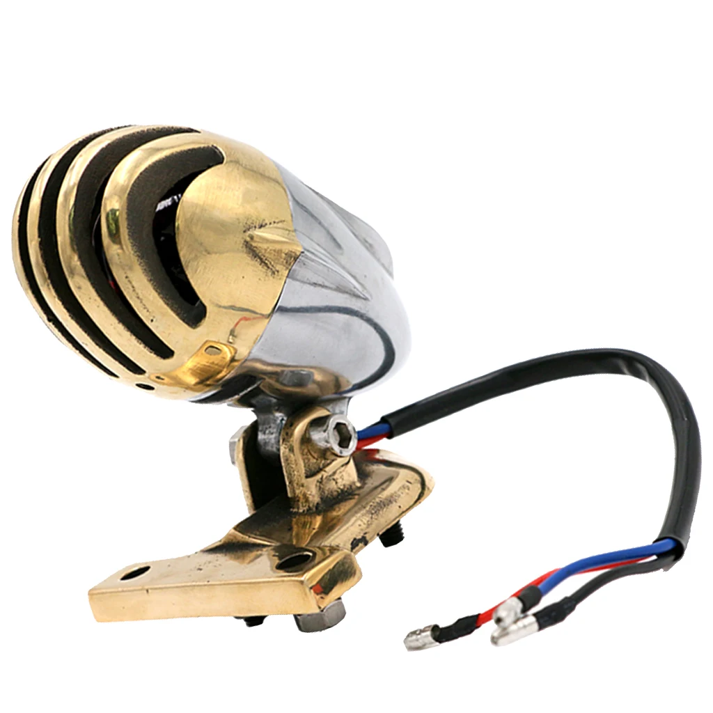 Motorcycle License Plate Lamp Turn Signal Light for Daytime Running Light Suitable for Most Vehicles, Brass 12V