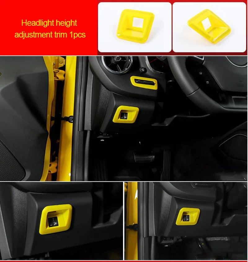 

For Chevrolet Camaro Bumblebee 2017-2020 chrome yellow color Headlight height adjustment trim 1pc