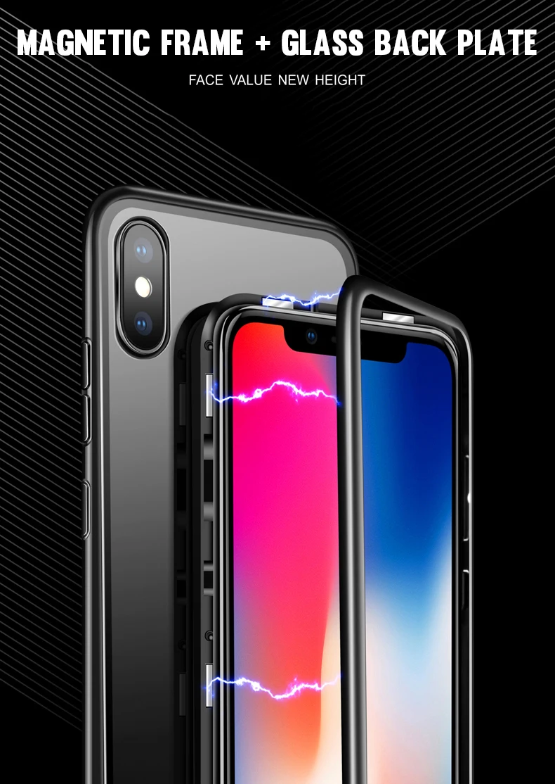 Магнитный адсорбционный металлический чехол для iPhone 7, 7 Plus чехол для iPhone XR XS X XS Max 8 7 6 6s Plus чехол Coque Fundas