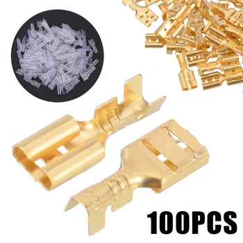 

100pcs Brass Crimp Terminal 2.8/4.8/6.3mm Female Spade Connectors with 100pcs Insulating Sleeve 22-16 AWG